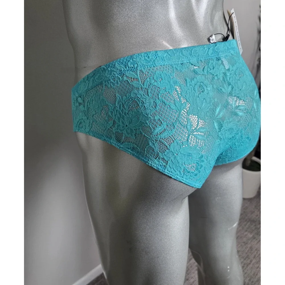 Cosabella Never‎ Say Never Mens Low Rise Brief Turquoise Floral Lace Teal